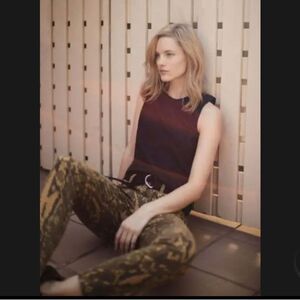 Current/Elliot yellow python skinny jeans